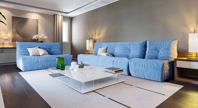 Синий диван в интерьере-10, Диван Француз
